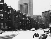 My street -- West Newton St., Boston, MA. -- scan from Polaroid type 54 4x5 print (March, 2004)